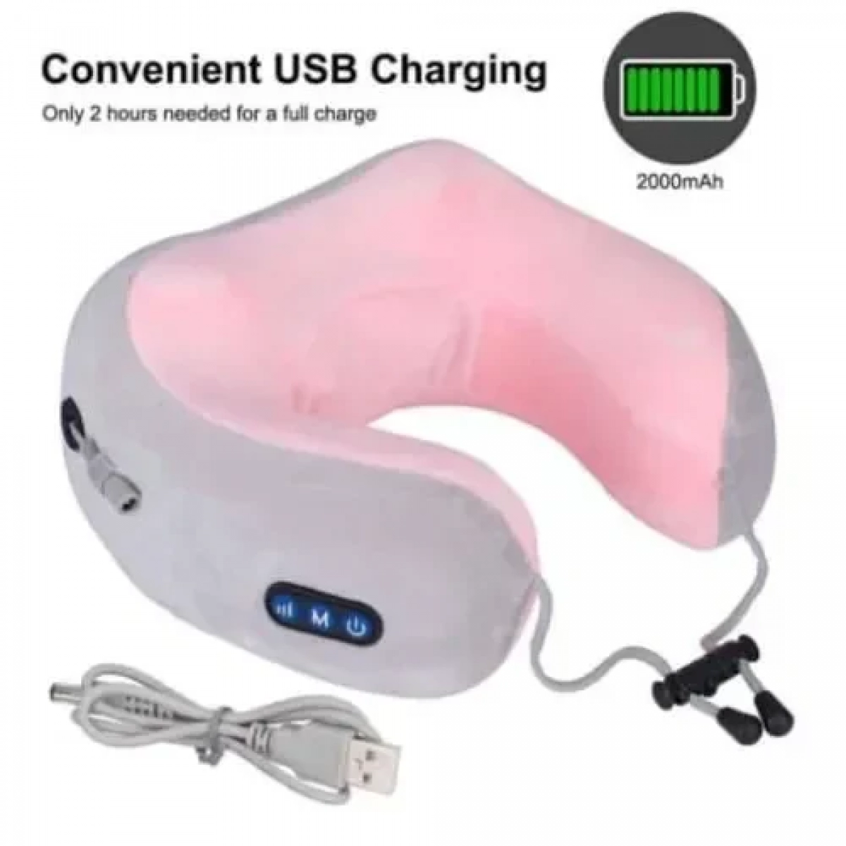 Συσκευή μασάζ αυχένα - Portable Massage Pillow - 985470 Γκρι-Ροζ