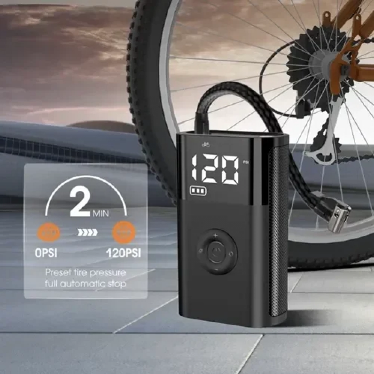 Τρόμπα αέρος 150PSI αυτοκινήτου 60W μπαταρίας με ψηφιακές ενδείξεις Carsun T2191-2 μαύρο - Image 2