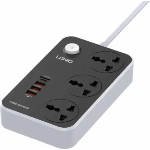 Πολύπριζο με 3 πρίζες και 4 θύρες φόρτισης USB Ldnio SC3412