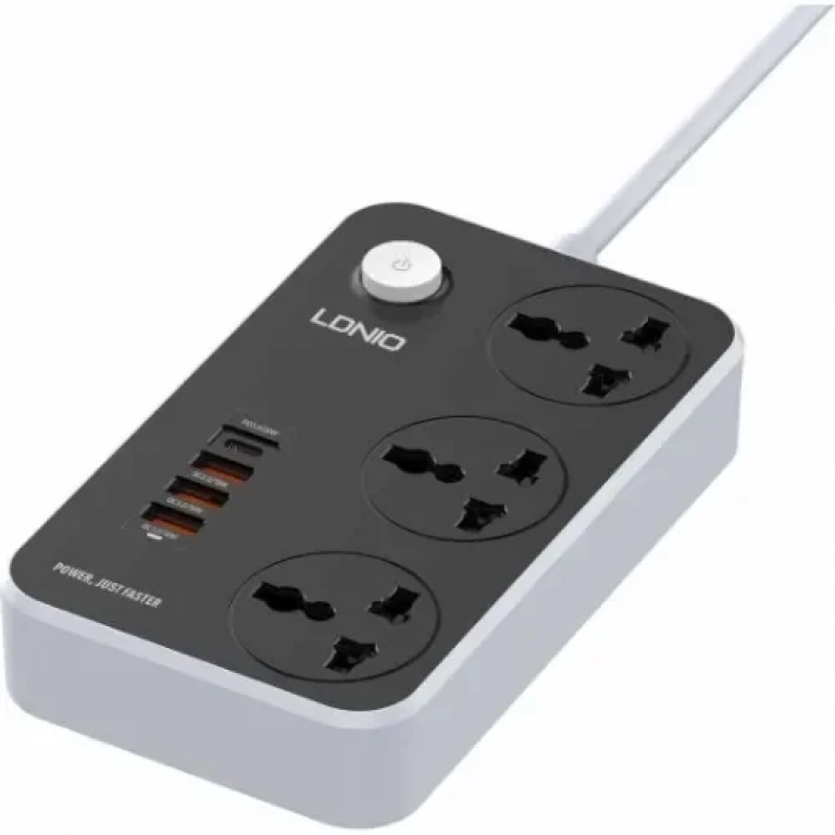 Πολύπριζο με 3 πρίζες και 4 θύρες φόρτισης USB Ldnio SC3412