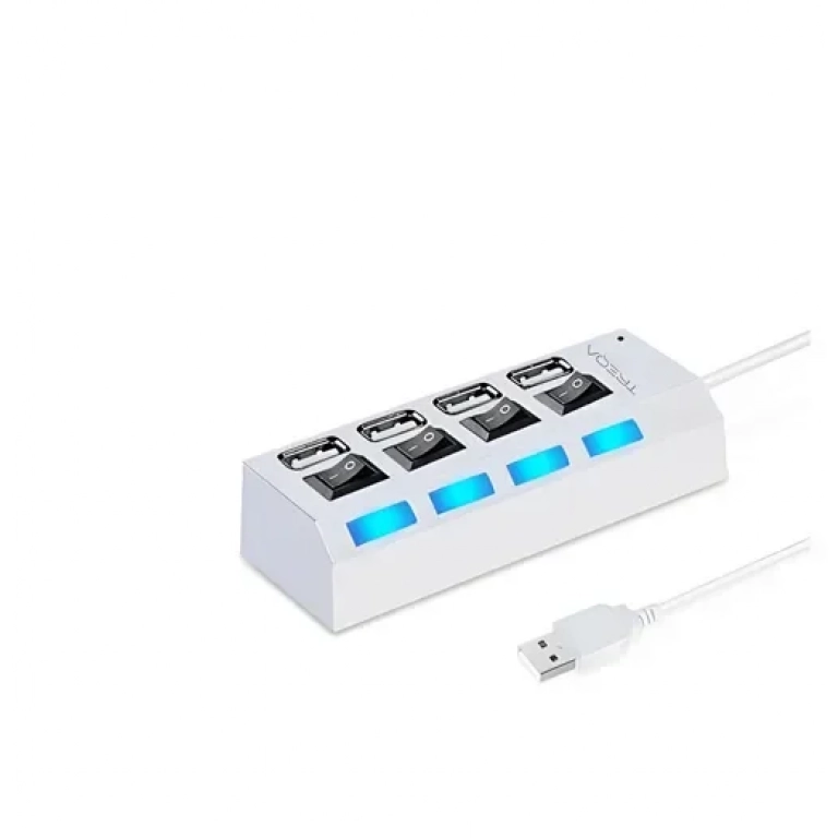 USB Hub 3.0 με 4 Θύρες USB-A και διακόπτες Treqa USB-4 λευκό