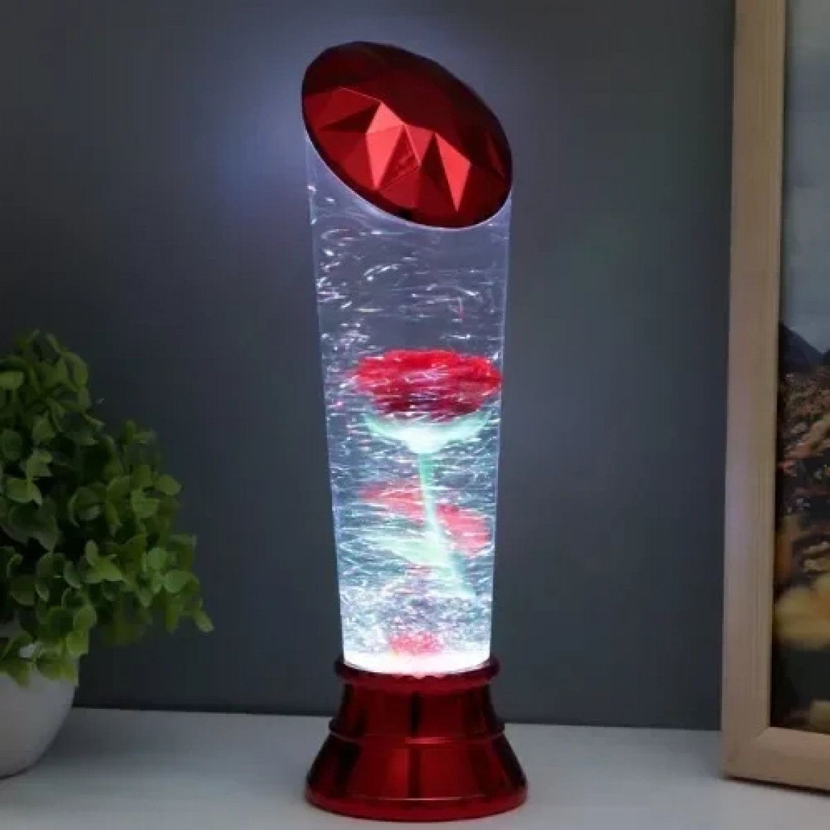 Διακοσμητική Λάμπα Λάβας Ανεμοστρόβιλος Rose LED USB Κόκκινο