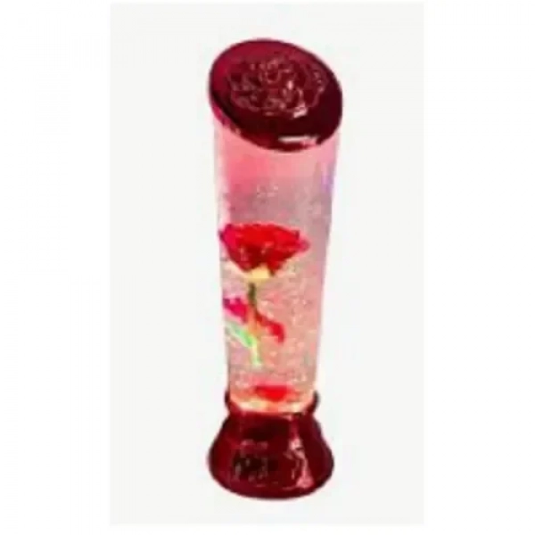 Διακοσμητική Λάμπα Λάβας Ανεμοστρόβιλος Rose LED USB Κόκκινο με σκαλιστό σχέδιο Τριαντάφυλλο