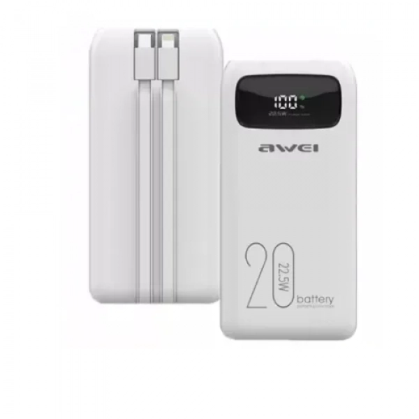 Power bank γρήγορης φόρτισης 20000 mAh 22.5w AWEI P169K Λευκό