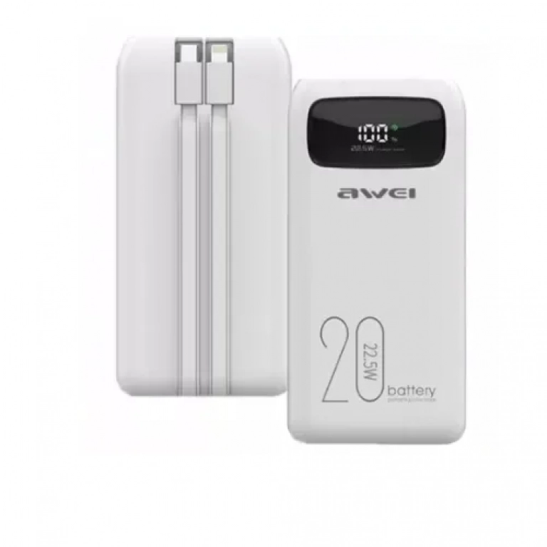 Power bank γρήγορης φόρτισης 20000 mAh 22.5w AWEI P169K Λευκό
