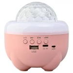 Φορητό Ηχείο Bluetooth με Πολύχρωμο Φως LED Προβολής Starry Sky Ροζ