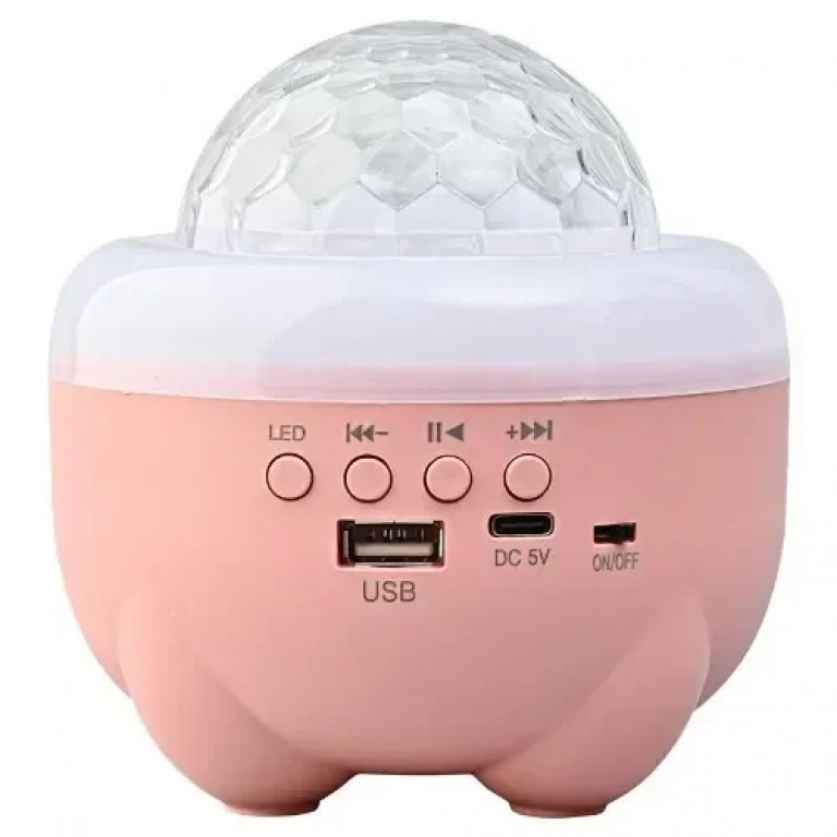 Φορητό Ηχείο Bluetooth με Πολύχρωμο Φως LED Προβολής Starry Sky Ροζ