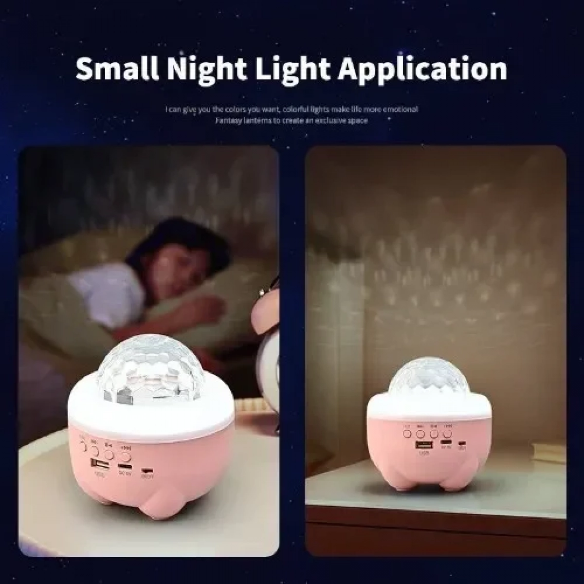 Φορητό Ηχείο Bluetooth με Πολύχρωμο Φως LED Προβολής Starry Sky Ροζ