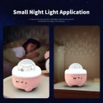 Φορητό Ηχείο Bluetooth με Πολύχρωμο Φως LED Προβολής Starry Sky Ροζ