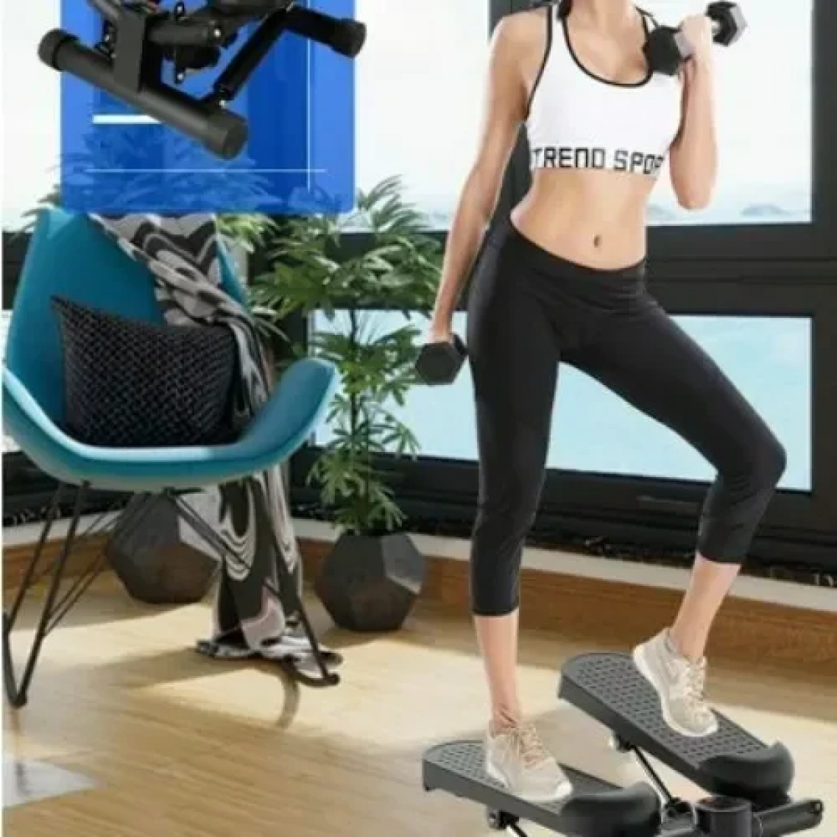 Mini Stepper Πλάγιας Κίνησης Με Λάστιχα Μαύρο