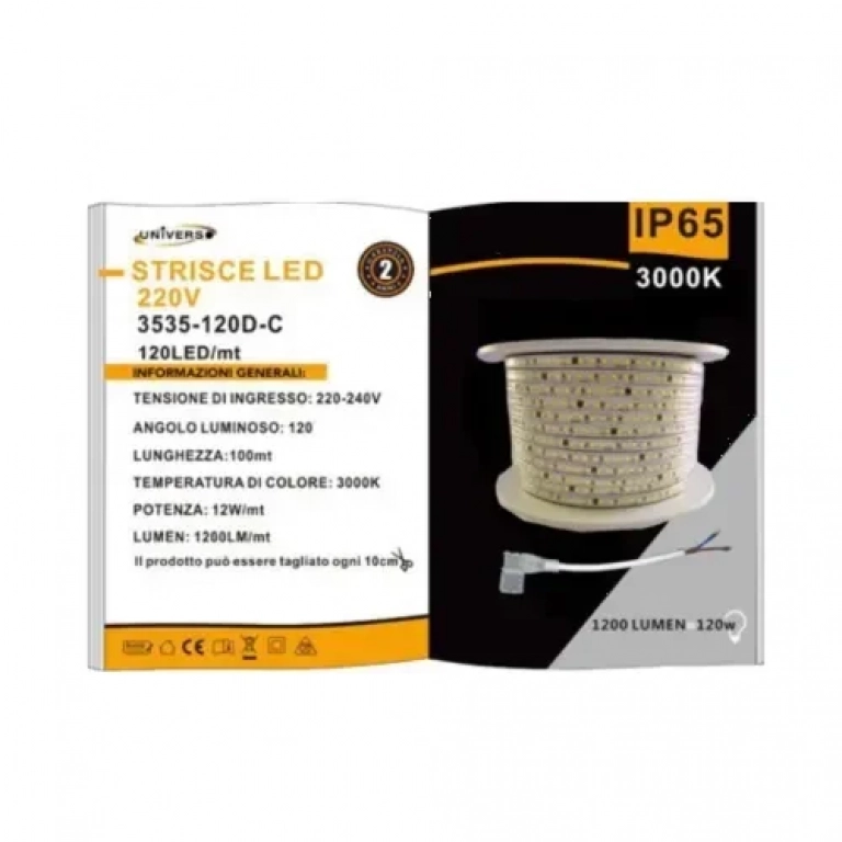 Ταινία LED 12w 220V 120led IP65 3535-120D 3000K