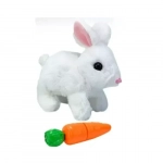 Διαδραστικό Βελούδινο Λούτρινο Κουνελάκι με Εφέ Κίνησης και Ηχητικά Εφέ μαζί με Καρότο - Λευκό