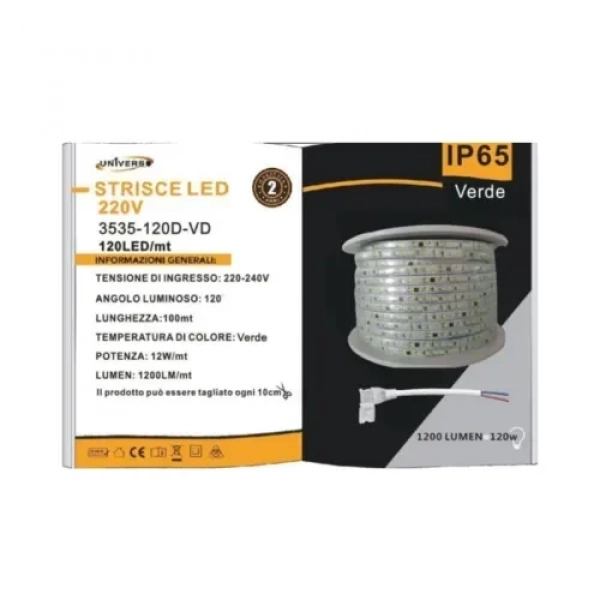 Ταινία LED 12w 220V 120led IP65 3535-120D Πράσινη