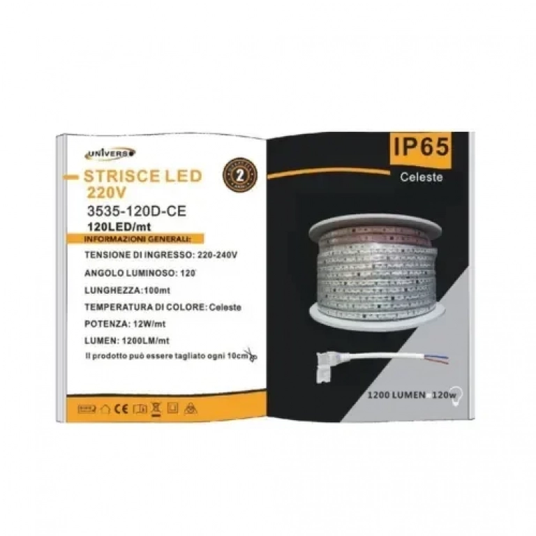 Ταινία LED 12w 220V 120led IP65 3535-120D Γαλάζιο
