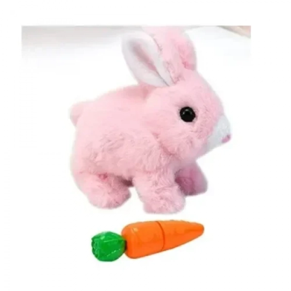 Διαδραστικό Βελούδινο Λούτρινο Κουνελάκι με Εφέ Κίνησης και Ηχητικά Εφέ μαζί με Καρότο - Ροζ