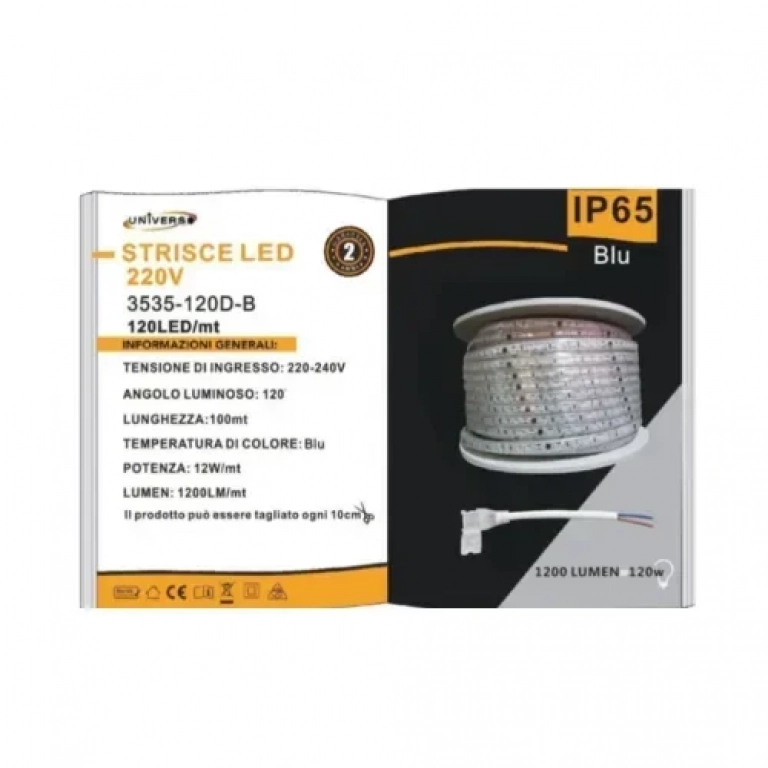 Ταινία LED 12w 220V 120led IP65 3535-120D-B Μπλε