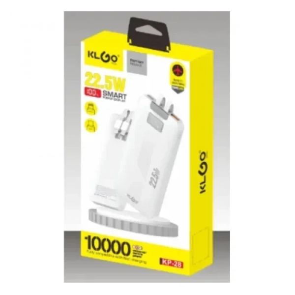 KLGO KP-28 Power Bank Γρήγορης Φόρτισης 22.5W 10000mAh Λευκό