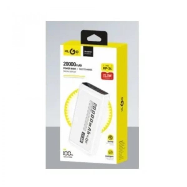 KLGO KP-34 Power Bank Γρήγορης Φόρτισης 20000mAh Λευκό