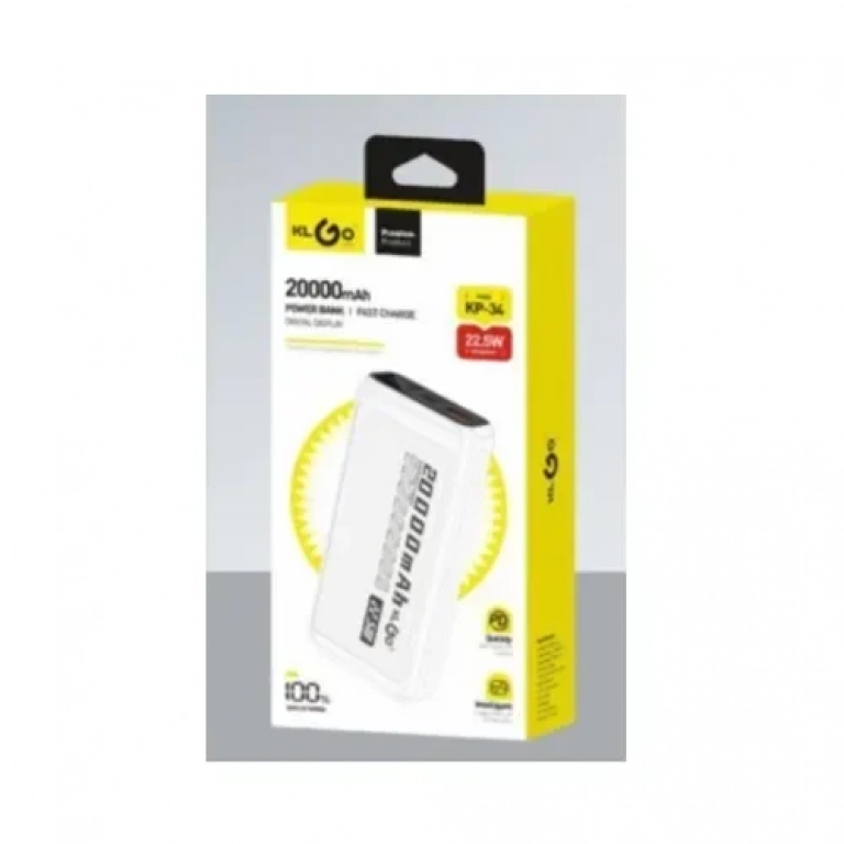KLGO KP-34 Power Bank Γρήγορης Φόρτισης 20000mAh Λευκό