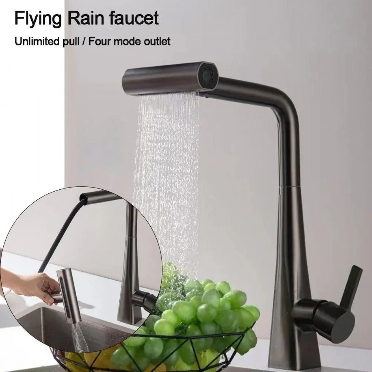Περιστρεφόμενη Προέκταση νερού βρύσης 360° Multifunctional Universal Shower Μαύρο