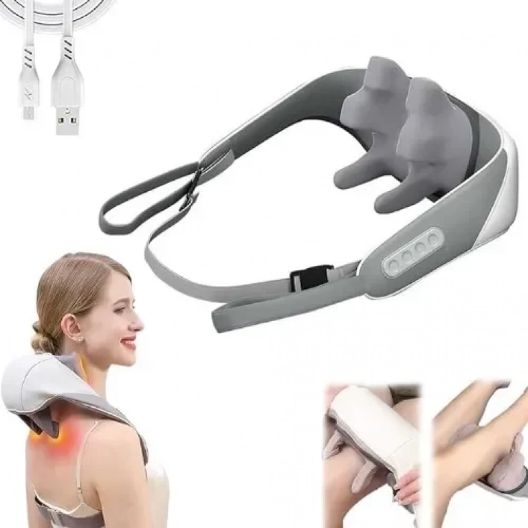 Συσκευή μασάζ shiatsu για λαιμό, πλάτη, ώμους, πόδια με προσομοίωση βαθιάς 5D μάλαξης Λευκό