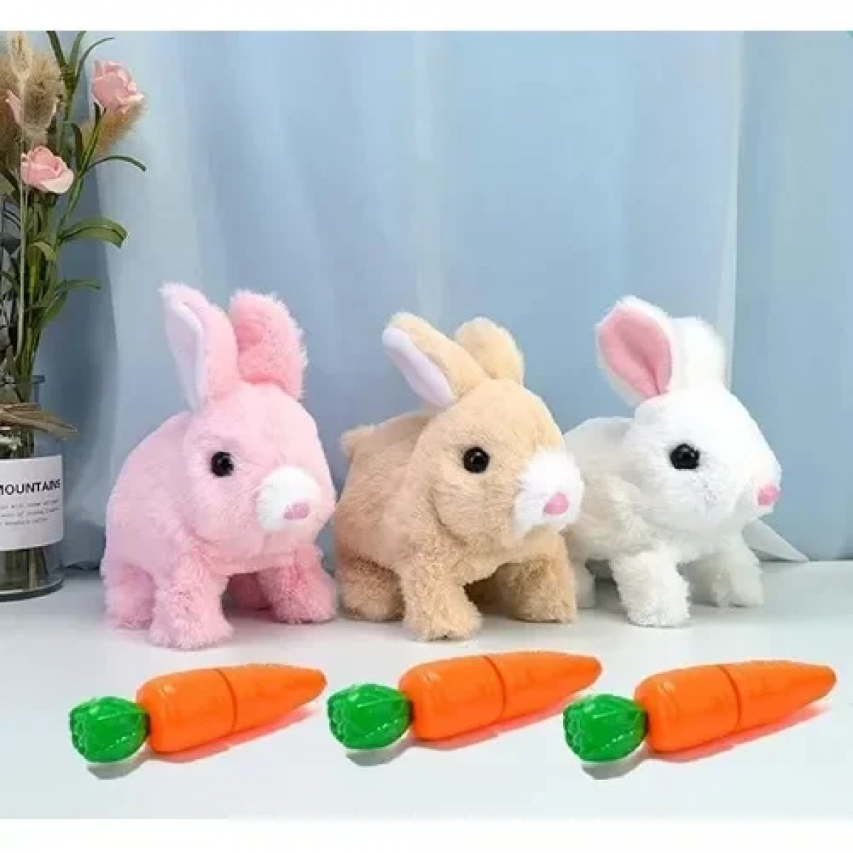 Διαδραστικό Βελούδινο Λούτρινο Κουνελάκι με Εφέ Κίνησης και Ηχητικά Εφέ μαζί με Καρότο