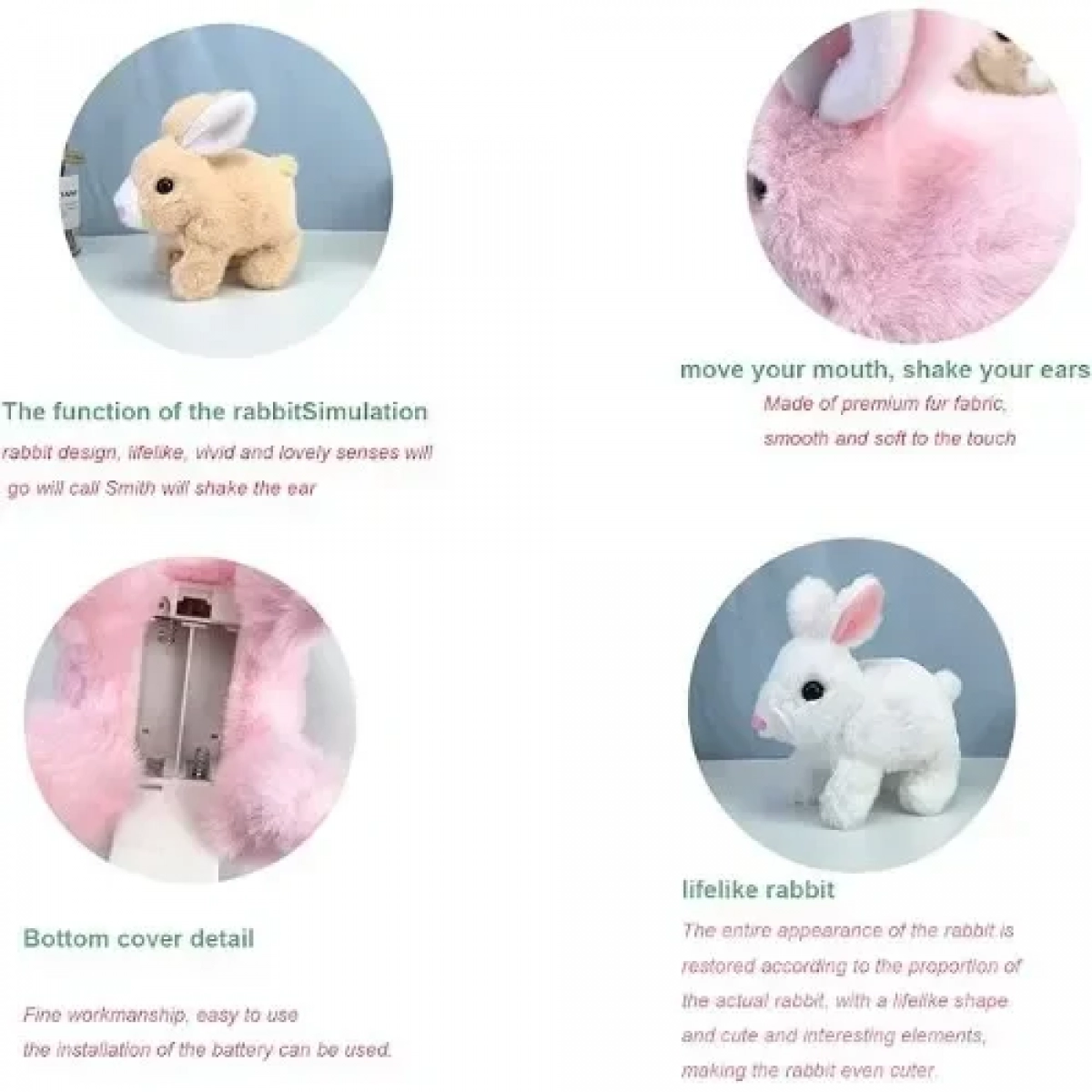 Διαδραστικό Βελούδινο Λούτρινο Κουνελάκι με Εφέ Κίνησης και Ηχητικά Εφέ μαζί με Καρότο