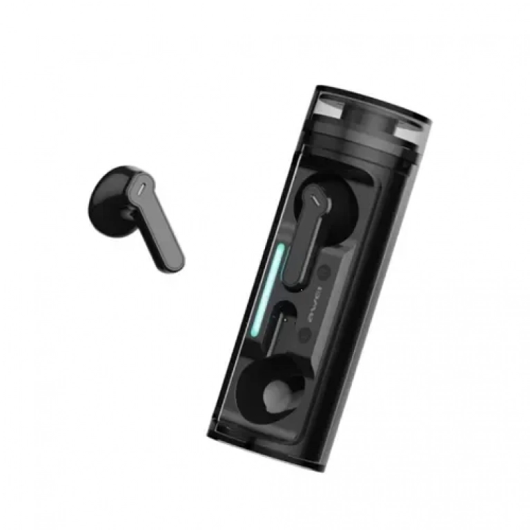 Awei T77 ENC Ασύρματα Ακουστικά Bluetooth 5.3 με 4 μικρόφωνα και Περιστρεφόμενη θήκη φόρτισης - Μαύρο