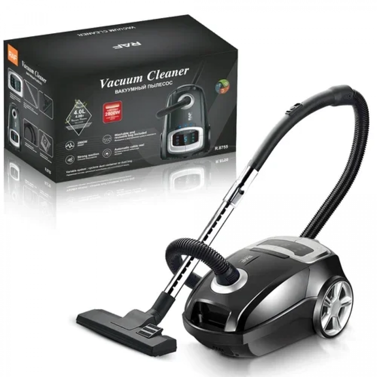 Raf Ηλεκτρική Σκούπα 2800W με Σακούλα 4lt Mαύρη R.8755