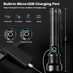 Φακός LED Super Bright 6000 Lumens Ρυθμιζόμενος Επαναφορτιζόμενος με δυνατότητα ζουμ Αδιάβροχος