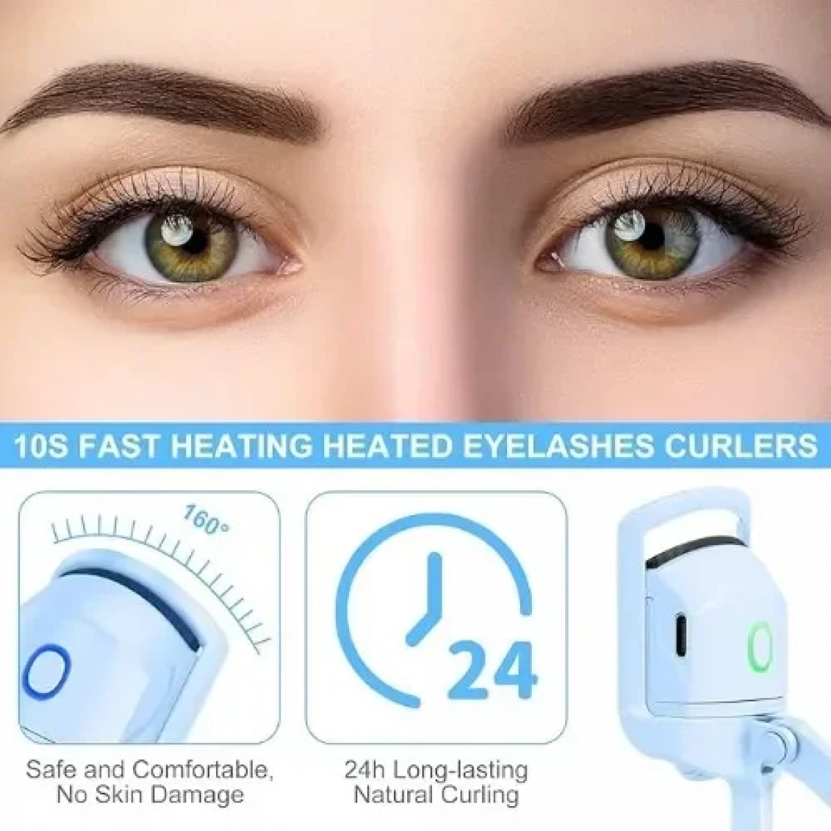 Θερμαινόμενο ψαλιδάκι βλεφαρίδων Electric Eyelash Curler Γαλάζιο