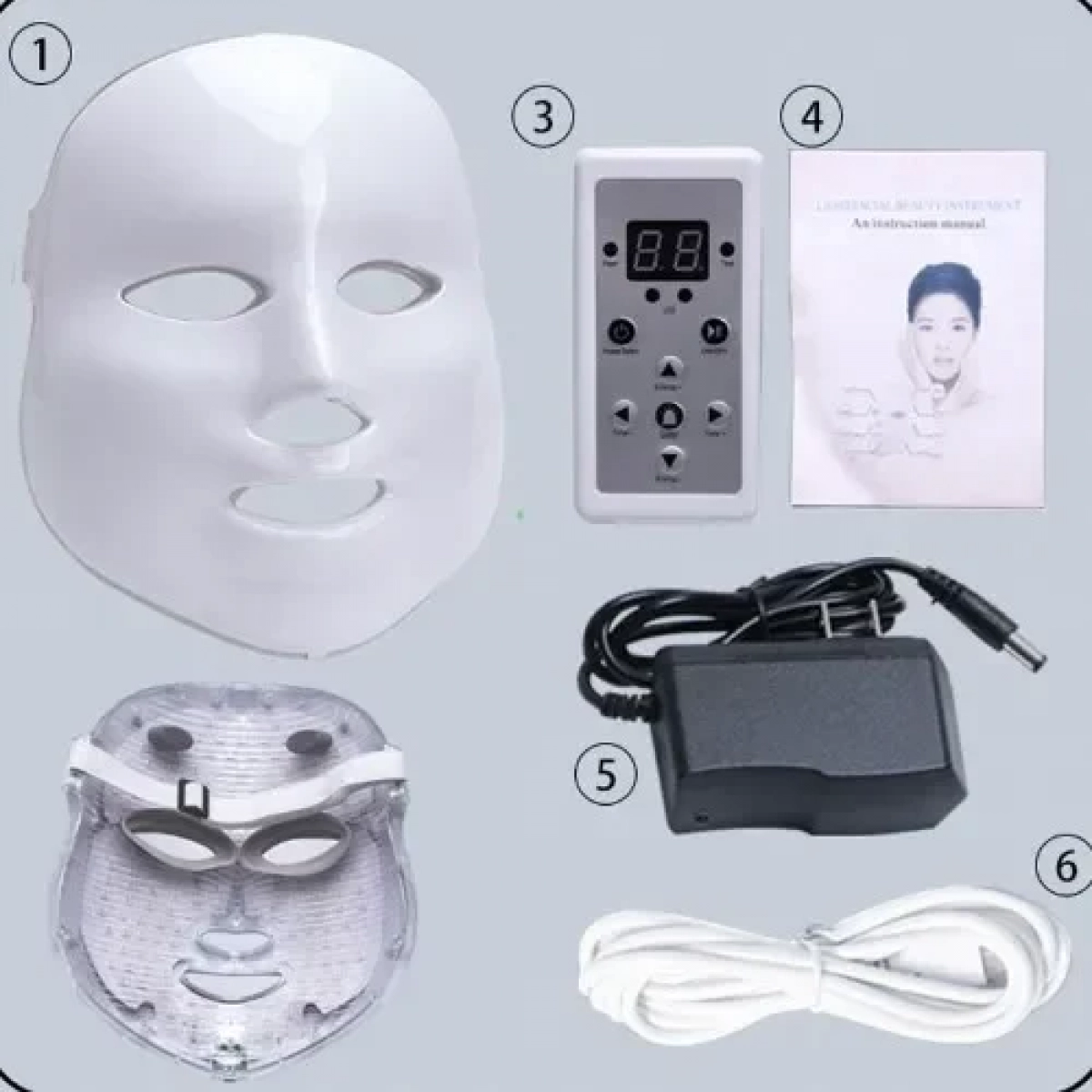 LED Beauty Mask Μάσκα φωτοθεραπείας προσώπου 7 χρωμάτων & 150 λυχνίες led