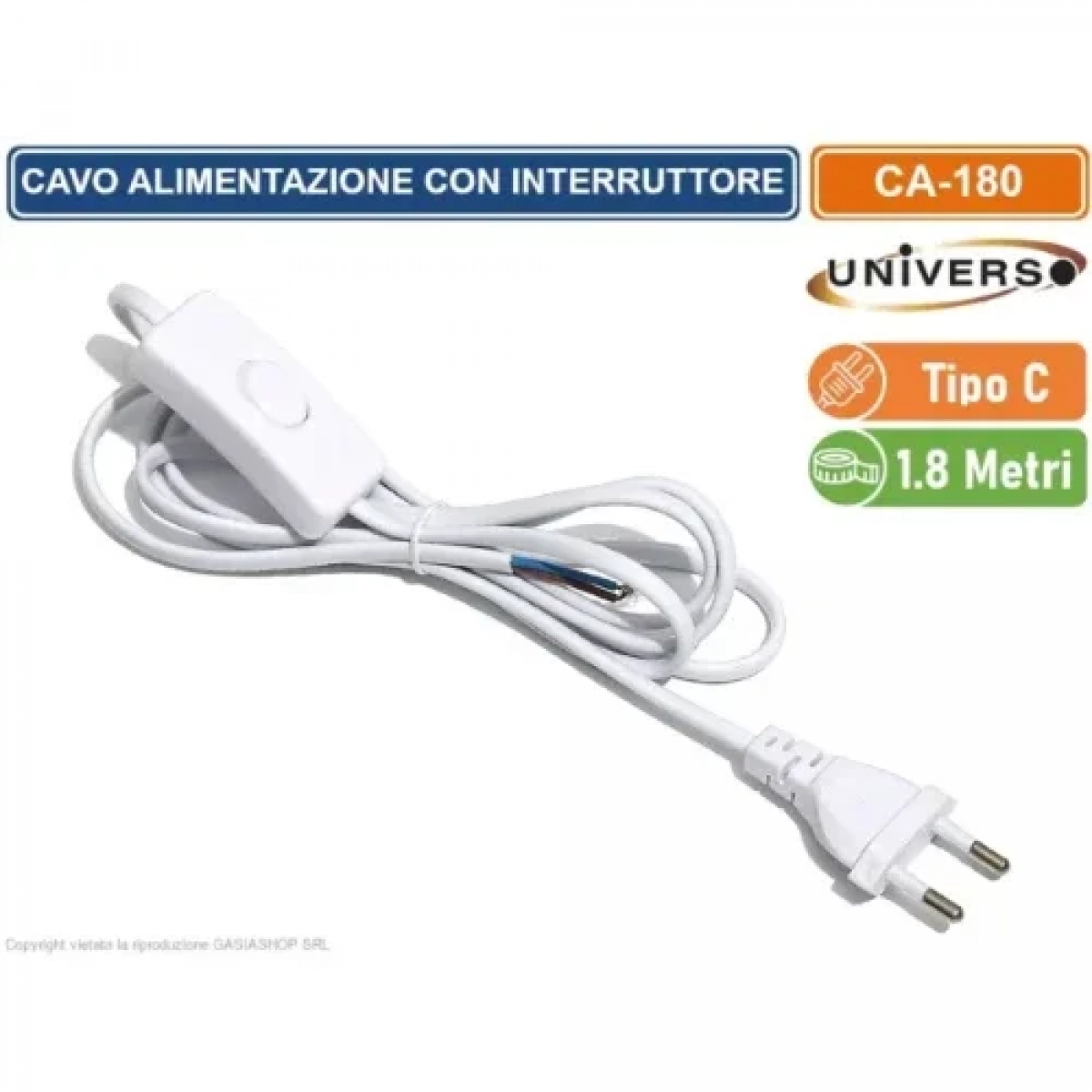 ΚΑΛΩΔΙΟ ΤΡΟΦΟΔΟΣΙΑΣ 10A 220V 1.8M UNIVERSO CA-180 ΛΕΥΚΟ
