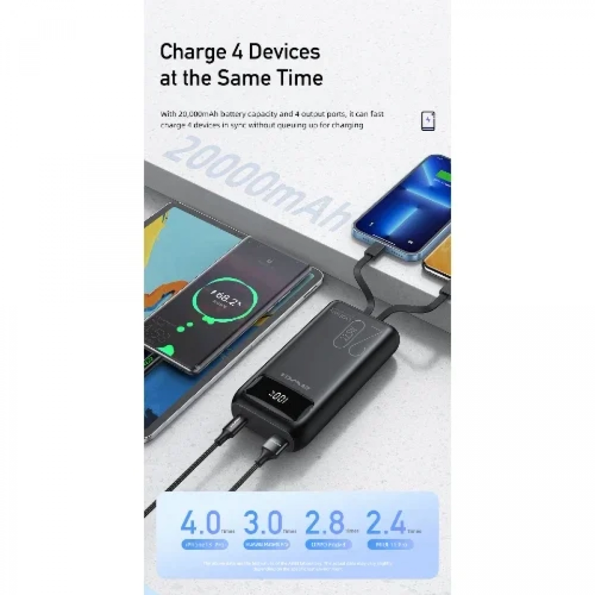 Power bank γρήγορης φόρτισης 20000 mAh 22.5w AWEI P169K Μαύρο