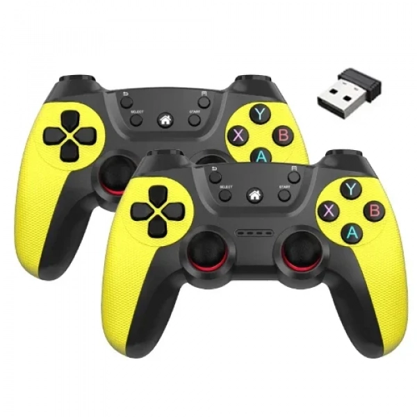 Σετ Ασύρματα Gamepad 2.4G για PS3/Έξυπνο τηλέφωνο/Tablet PC/Smart TV Box 2 τμχ Κίτρινο