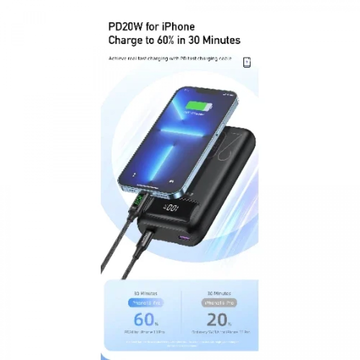 Power bank γρήγορης φόρτισης 20000 mAh 22.5w AWEI P169K Μαύρο