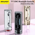 Awei T77 ENC Ασύρματα Ακουστικά Bluetooth 5.3 με 4 μικρόφωνα και Περιστρεφόμενη θήκη φόρτισης
