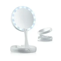 Αναδιπλούμενος καθρέπτης μακιγιάζ με LED και θήκες JG-988 λευκό