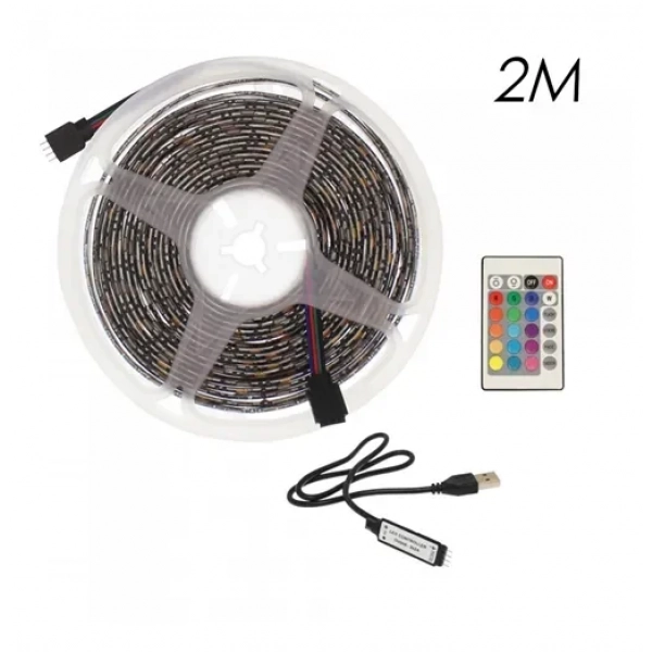 Αδιάβροχη Led ταινία USB 5V 2m με τηλεχειριστήριο RGB IP65 RZ-0001