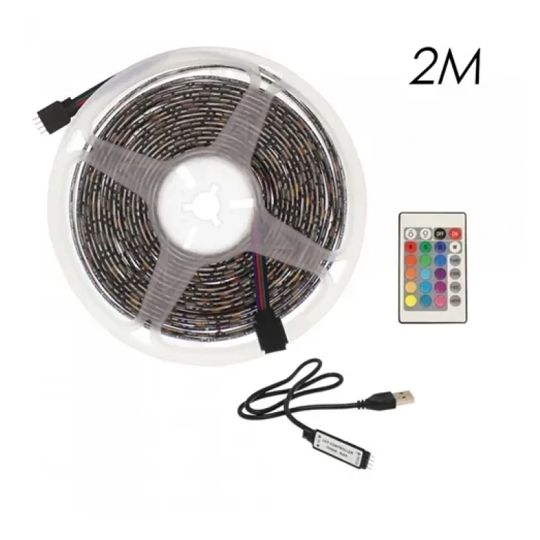 Αδιάβροχη Led ταινία USB 5V 2m με τηλεχειριστήριο RGB IP65 RZ-0001