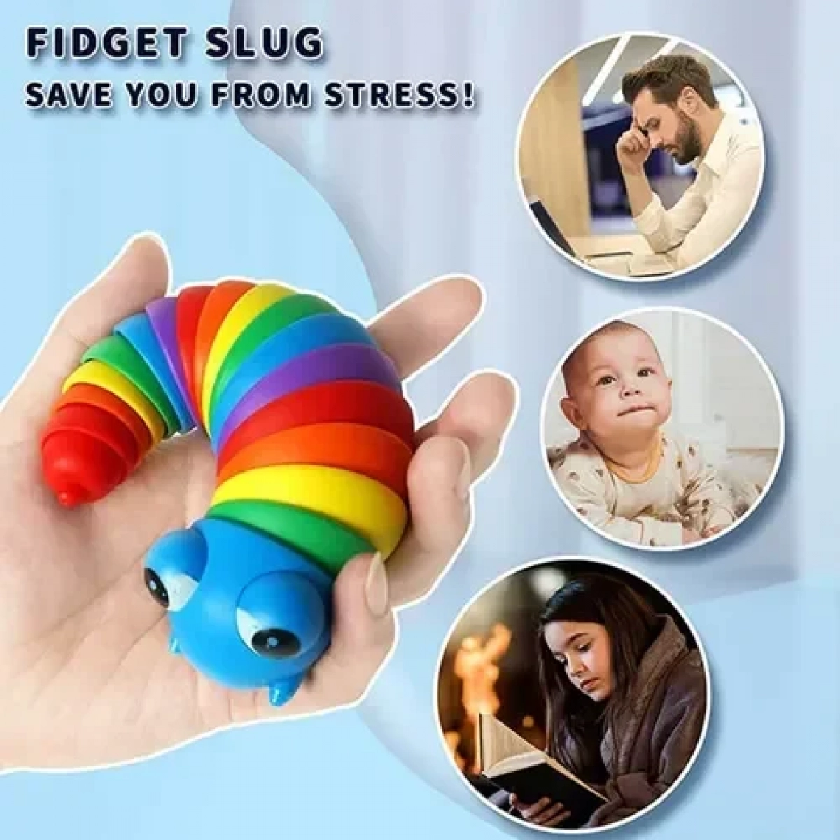 Αγχολυτικό παιχνίδι Anti Stress Fidget 1 τεμάχιο σε σχήμα σαλιγκαριού – κίτρινο - Image 2
