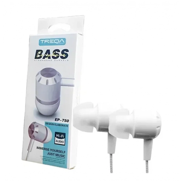 Ακουστικά κινητού Handsfree In-ear με βύσμα Jack 3.5mm Treqa EP-750 λευκό