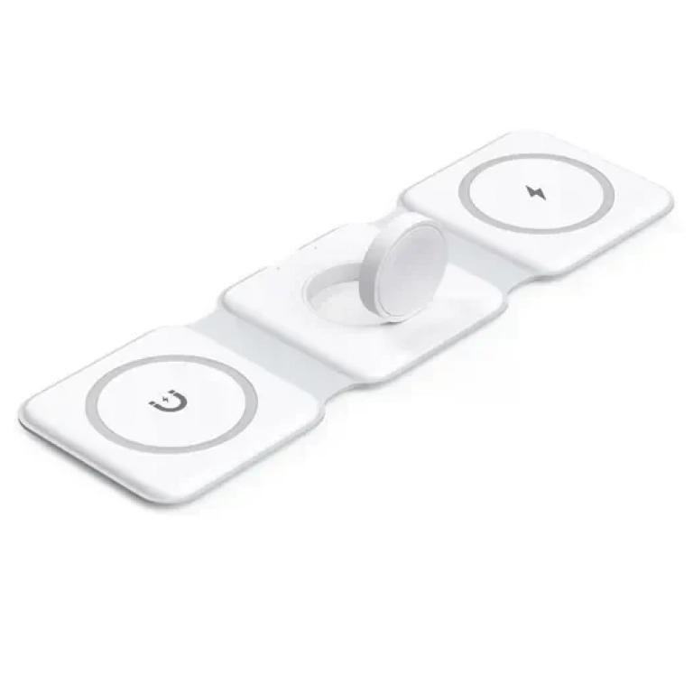 Ασύρματη βάση φόρτισης πολλαπλών λειτουργιών 3 σε 1 Magnetic Wireless Charger - λευκό