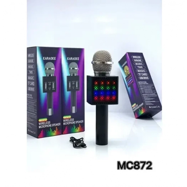 Ασύρματο μικρόφωνο Karaoke 1 τεμάχιο με Bluetooth & ενσωματωμένο ηχείο MC872 ασημί