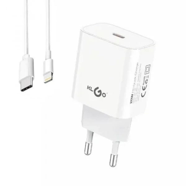 Φορτιστής Ταχείας Φόρτισης 20W Με καλώδιο Lighting KLGO PD-66