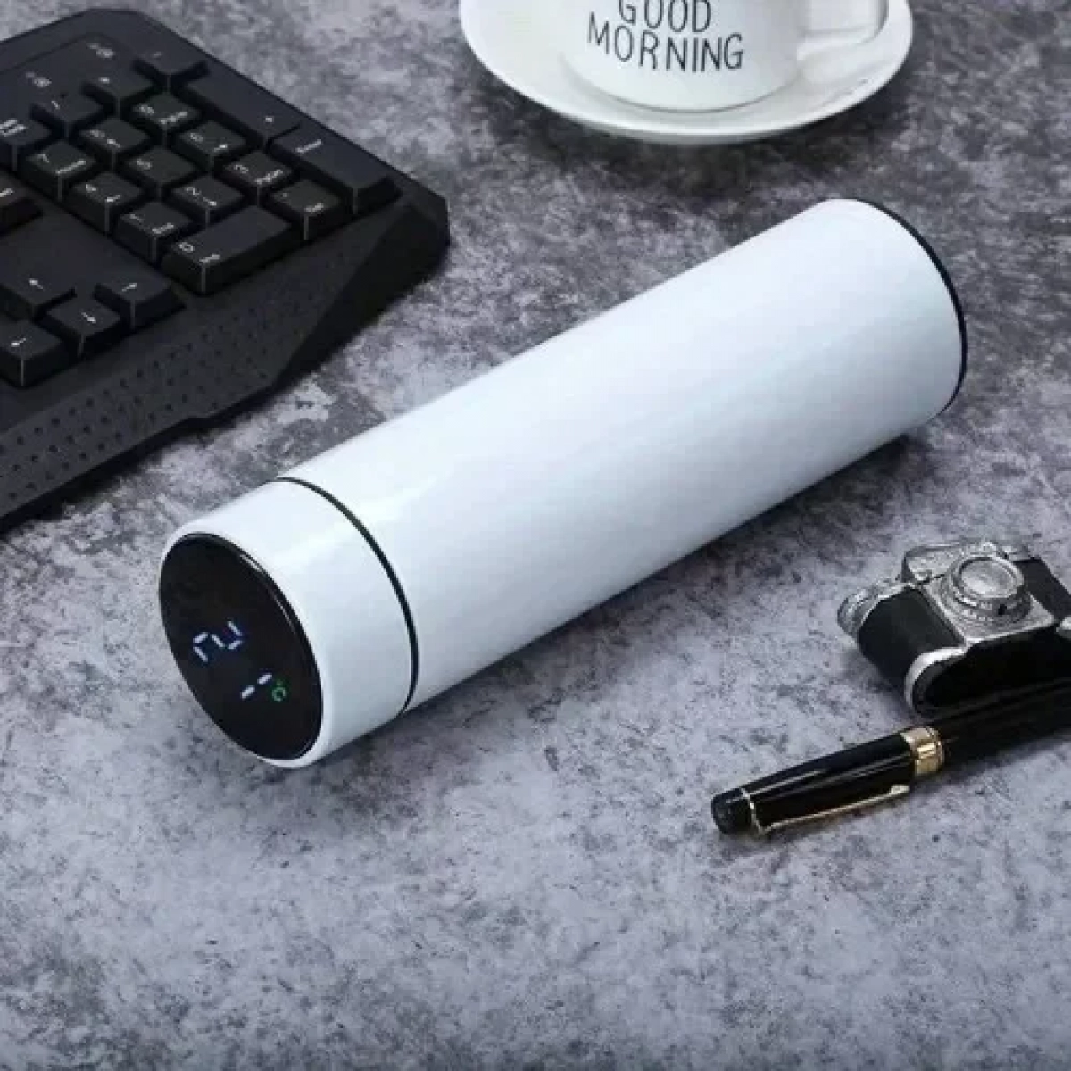 Θερμός Κούπα Με Led Δείκτη Θερμοκρασίας 0.5lt Λευκό