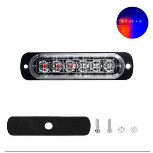 Φανάρι LED μπλε – κόκκινο με 18 λειτουργίες 11cm 12V – 24V 6 SMD 1080LM IP66 0076