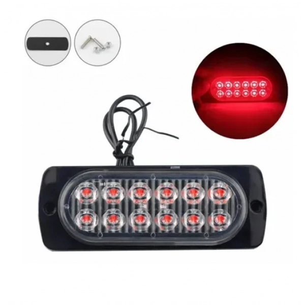 Φανάρι LED κόκκινο με 11 λειτουργίες 11cm 12V – 24V 12 SMD 2160LM IP66 0077