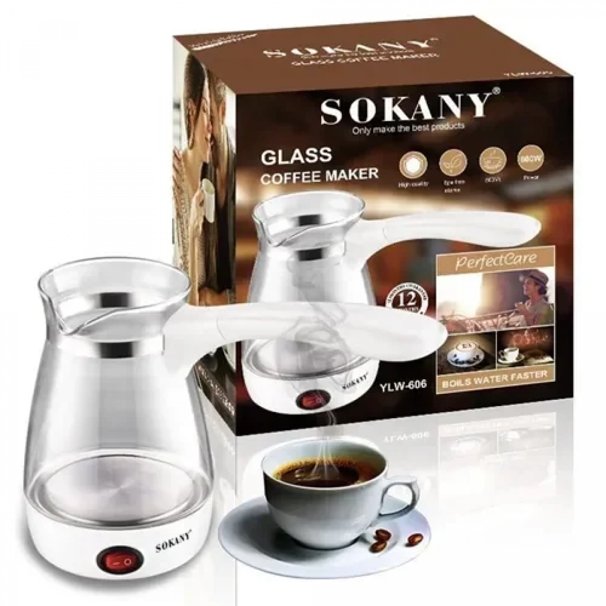 Ηλεκτρικό μπρίκι 600W με χωρητικότητα 400ml λευκό Sokany YLW-606 - Image 2