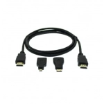 Καλώδιο HDMI 1.5m 1.4V, 3D με αντάπτορες Mini HDMI και Micro HDMI YWX-3X1 μαύρο